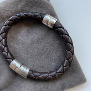 Bottega Veneta leather bracelet 925 silver clasp